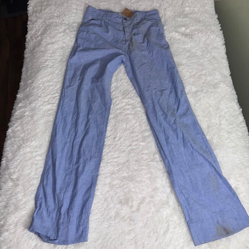 Charlotte Ford for Don Sport Vintage Blue Cotton Chambray Straight Leg Pants‎ 14